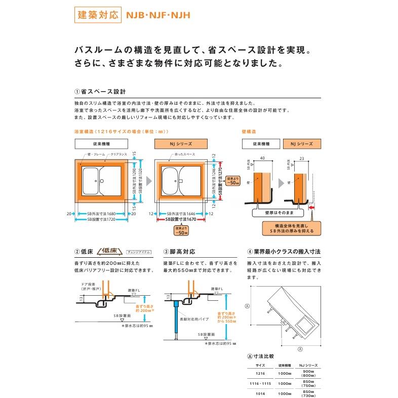 ハウステック 集合ユニットバスルーム 基本仕様 NJB1216 会社・個人