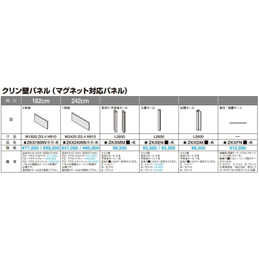 クリナップ マグネット対応キッチンパネル【ZKX240NNFH-K クリナップ マグネット対応キッチンパネル【ZKX240NNFH-K