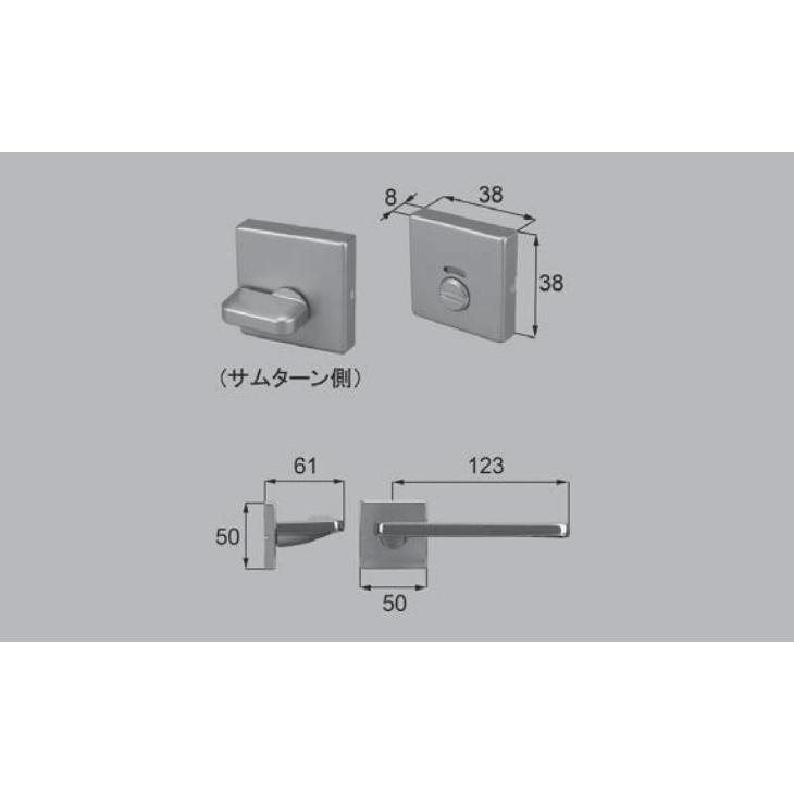 LIXIL 室内ドア把手 スクエアL-V 表示錠 シャインニッケル 抗菌