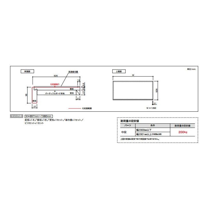 南海プライウッド 中段セット Cシリーズ シナ 幅1350mm 奥行926mm C
