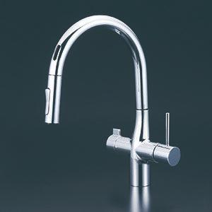 KVK ビルトイン浄水器用シングルシャワー付混合栓 センサー付 電池