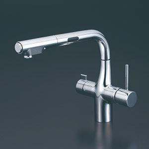 KVK ビルトイン浄水器用シングルシャワー付混合栓 センサー付 電池