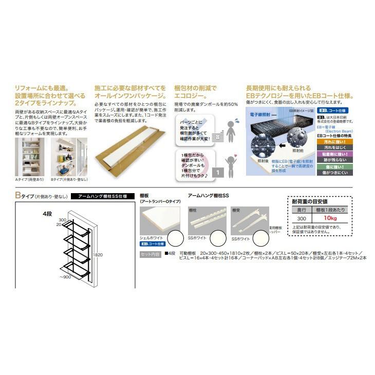 南海プライウッド 可動棚セット Bタイプ アームハング棚柱SS仕様 4段
