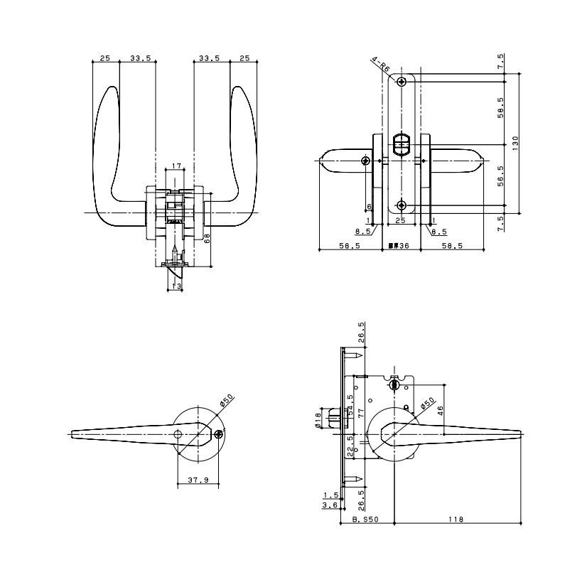 Panasonic（パナソニック） 内装ドア レバーハンドル A1型 空錠 サテン