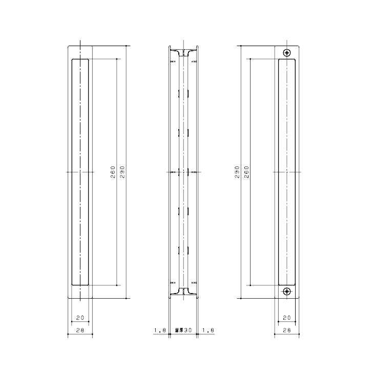 パナソニック 内装ドア ロング引手 C3型 引戸専用タイプ用 空錠 サテンシルバー色(メッキ) MJE2PC33SS Panasonic｜jyuukenhonpo｜02