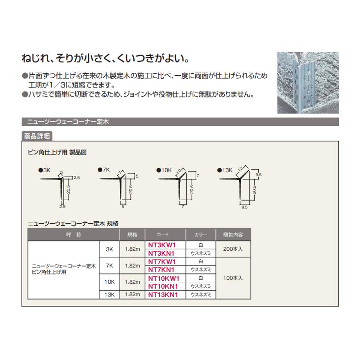 フクビ ニューツーウェーコーナー定木 ピン角仕上げ用 10K 長さ1.82m 100本入 NT10K｜jyuukenhonpo｜02