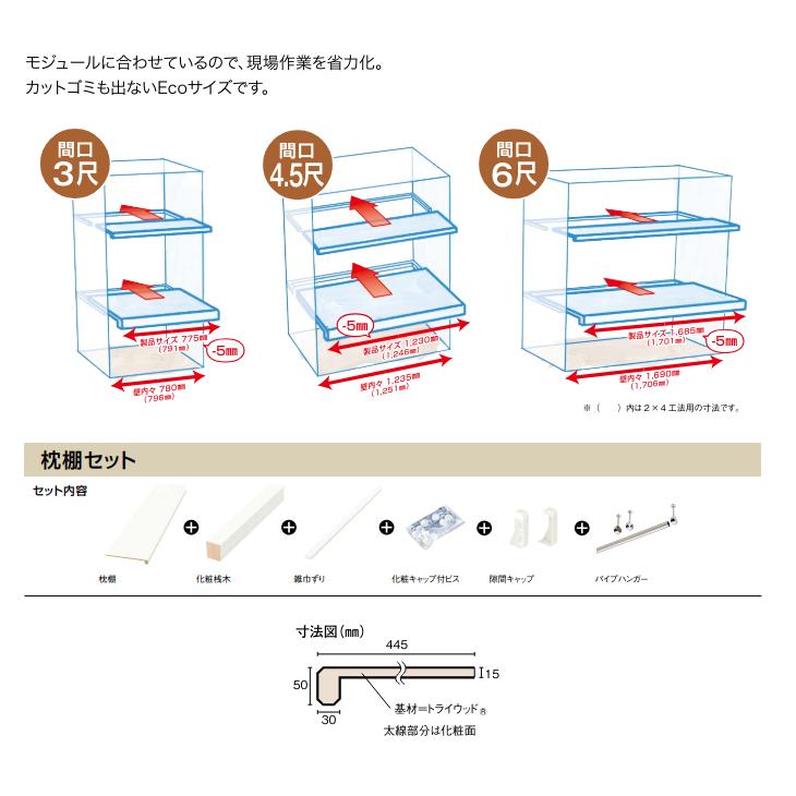 ウッドワン 【法人様限定】ウッドワン 枕棚セット Ecoサイズ 特殊樹脂 