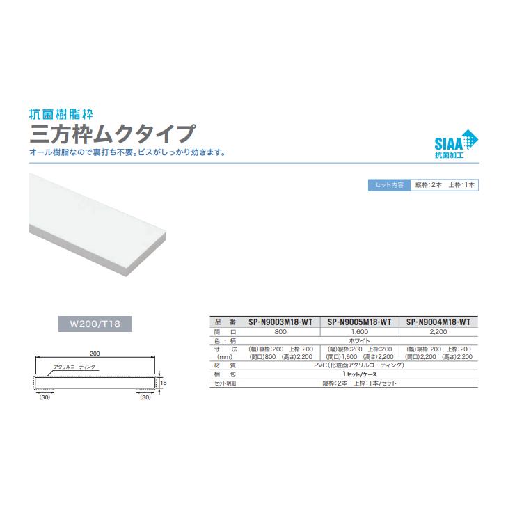 木枠　3本組 三方枠（ムクタイプ） | 抗菌樹脂枠| 内装建材| 城東テクノ株式会社