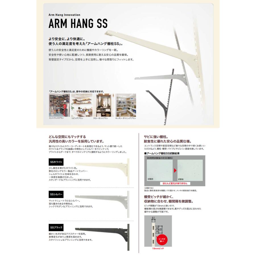 南海プライウッド アームハング棚柱SS 棚受 樹脂棚板用 奥行250 南海プライウッド アームハング棚柱SS 棚受 樹脂棚板用 奥行250