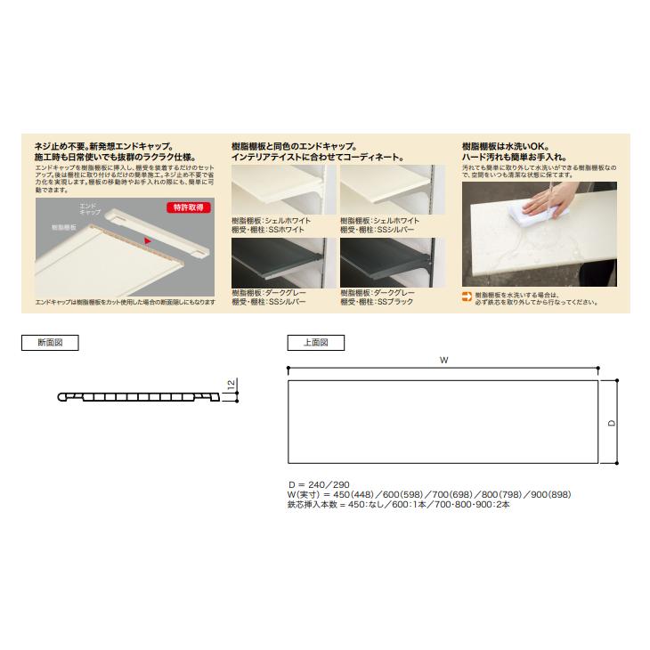 南海プライウッド 樹脂棚板 E2TJ-D3W08-8-DG ダークグレー８枚 南海プライウッド ウォールゼット エノーク2 樹脂棚板 厚さ12mm