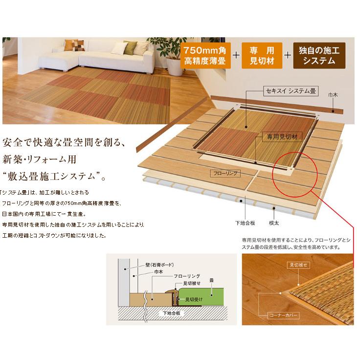 積水成型 敷込畳 システム畳 美草 MIGUSA 目積 MESEKI ダークブラウン 3枚セット 特注色_3