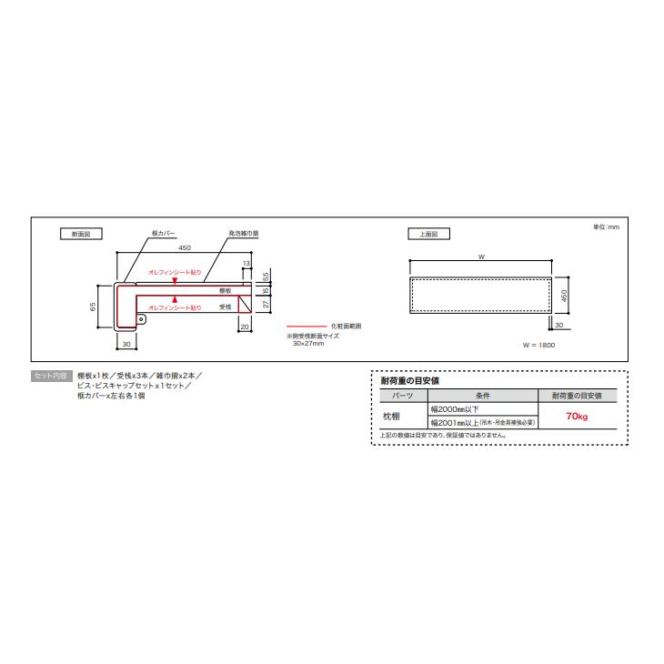 南海プライウッド 枕棚セット Vシリーズ シナ 幅1800mm 奥行450mm VMS6C VMS6C住建本舗 通販