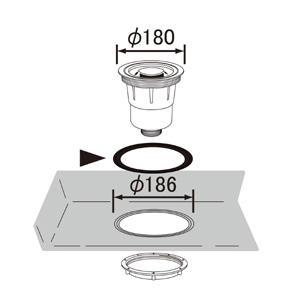 ミヤコ　流し台トラップ用変換パッキン　φ180→φ186　Z14JL-P｜jyuuki-puraza｜02