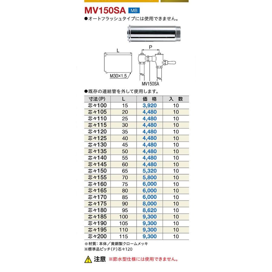ミヤコ FV用中間ニップル(INAX用) MV150SA 芯々200 爆買