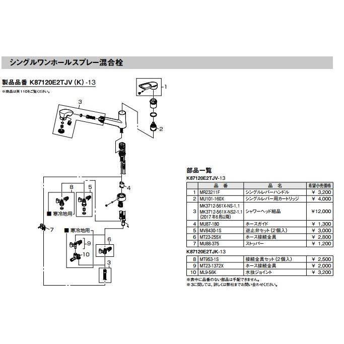 三栄水栓 SANEI 水栓補修部品 K87120E2TJV-13用 MU101-160XT シングル 