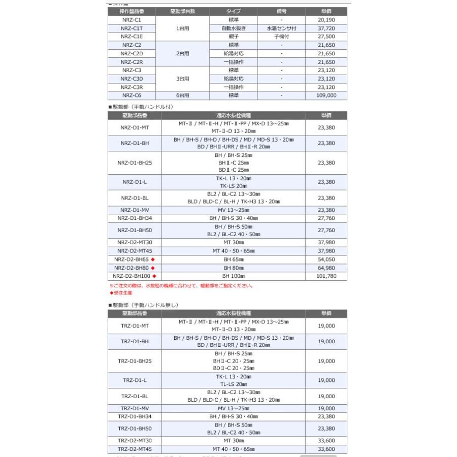 竹村製作所 電動式水抜栓開閉装置 らいらっく NRZ-1・TRZ-1 1 1台用