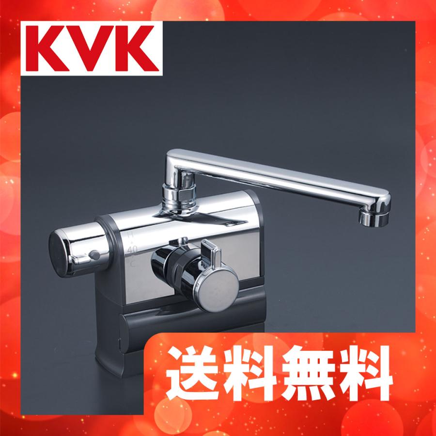 KVK浴室台付サーモ　KM3008L KVK KM3008L KVK デッキ形サーモスタット式混合栓 190mmパイプ 左