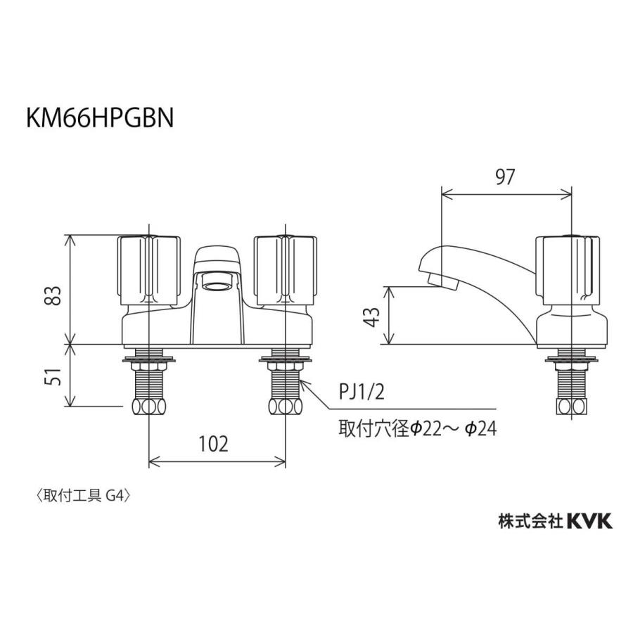 未使用品 ＫＶＫ 洗面用台付き２ハンドル混合栓 KM66HPG KVK KM66HPGBN KVK 2ハンドル混合栓(ポップアップ式) : 住設堂.com
