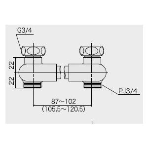 KVK Z458L KVK 水栓部品 逆配管ソケット 取付ピッチ105.5〜120.5mm