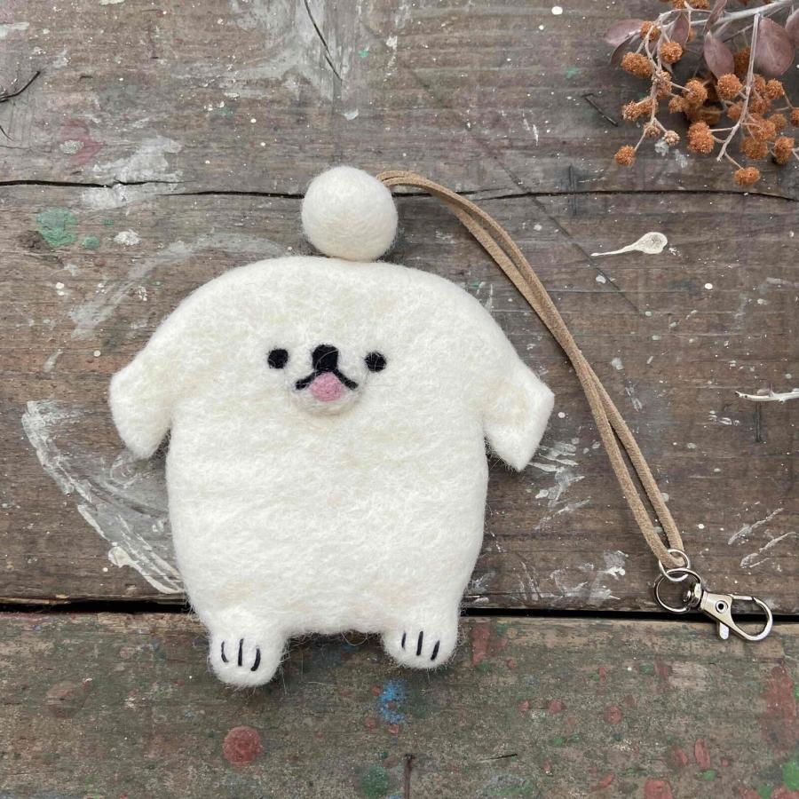 羊毛フェルト　ペキニーズ 羊毛フェルト ペキニーズ キーケース（ホワイト/ブラウン）daisy