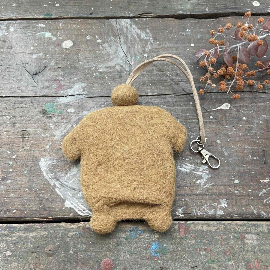 羊毛フェルト ペキニーズ キーケース（ホワイト/ブラウン）daisy