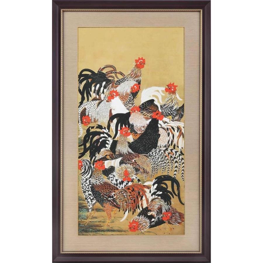 掛け軸 群鶏図 伊藤若冲 動植綵絵 複製額装 掛軸コレクション 美術品 レプリカ グッズ A032 1105 くみあいショッピング 通販 Yahoo ショッピング