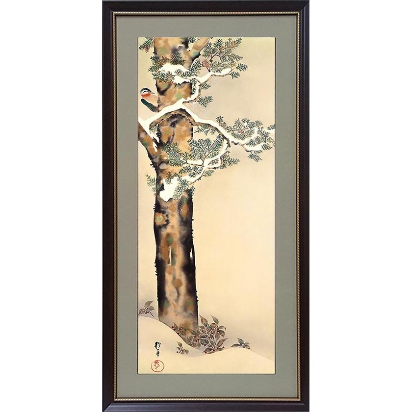 酒井抱一 十二か月花鳥図 十二月 檜に啄木図 額装 アートの友社 A032 くみあいショッピング 通販 Yahoo ショッピング