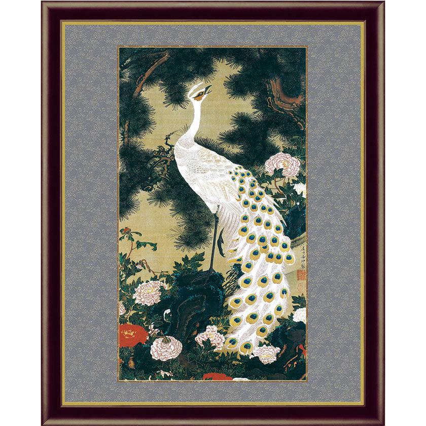 日本画 伊藤若冲 動植綵絵 老松孔雀図 額 美術品 インテリア 作品 複製画 アートの友社 A032 113009 くみあいショッピング 通販 Yahoo ショッピング