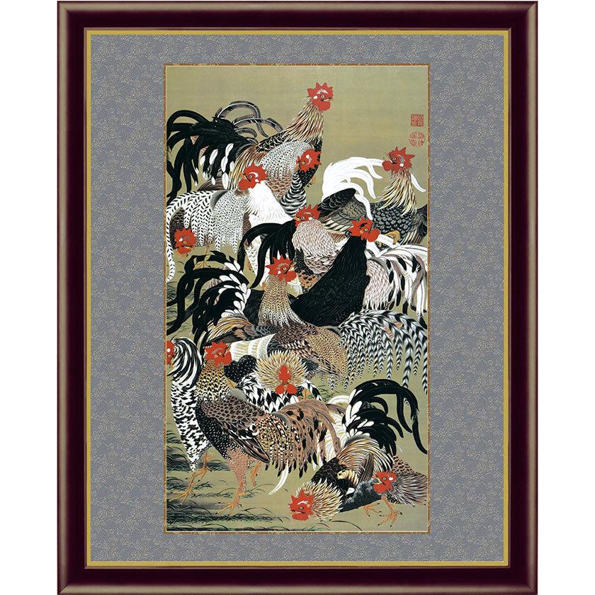 伊藤若冲 動植綵絵 群鶏図 額 美術品 インテリア 作品 複製画 アートの友社 A032 1130 くみあいショッピング 通販 Yahoo ショッピング