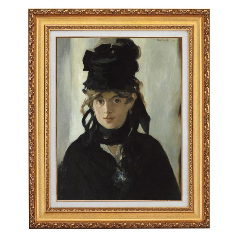黒い帽子のベルト・モリゾ 10号 立体複製名画 レプリカ 額付き 美術品 絵画 インテリア おしゃれ 壁掛け 壁飾り - アートの友社 ホーリ通信 【フェデリコ】