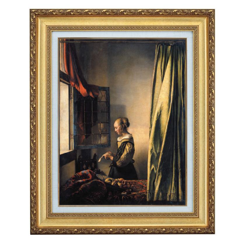 激安工場直販 フェルメール 作品 窓辺で手紙を読む女 10号 立体複製