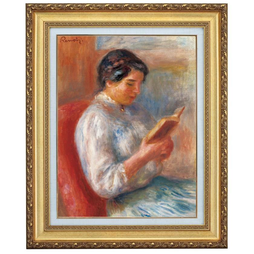 ルノワール 絵画 読書する女性 6号 Renoir 立体複製名画 レプリカ 額