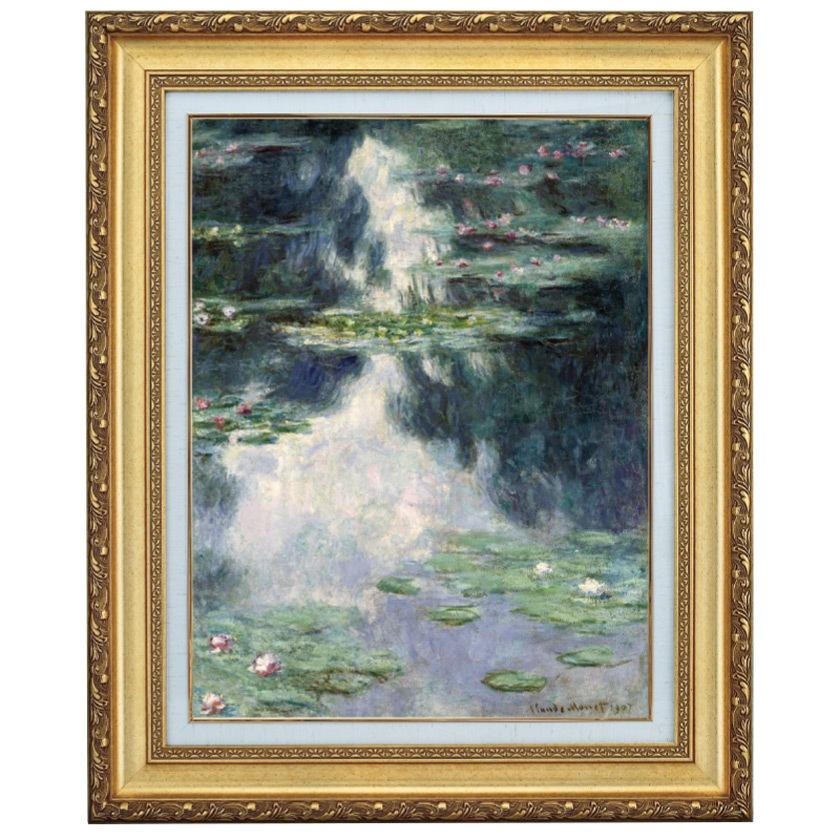 モネ 睡蓮 絵画 グッズ 睡蓮の池 絵画 6号 クロード・モネ Claude Monet 立体複製名画 レプリカ 額付き 美術品 絵画 インテリア おしゃれ 壁飾り - アートの友社