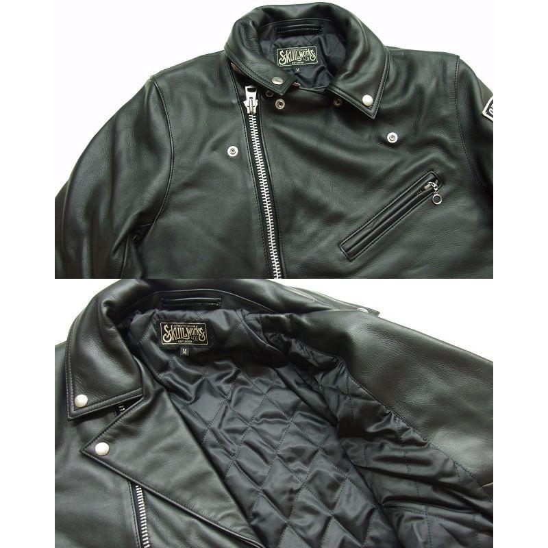 処分価格 メンズ 革ジャン SKULL WORKS スカルワークス ワッペン
