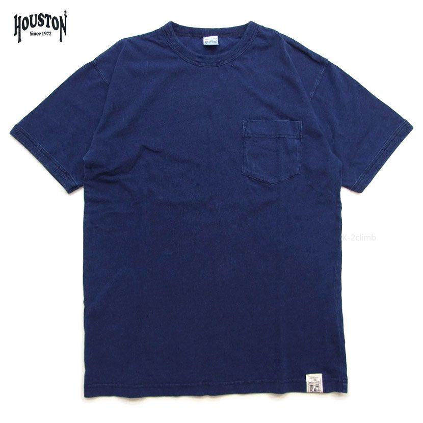 Tシャツ 濃紺 HOUSTON インディゴ染め ポケットtシャツ 染が美しい メンズ半袖Tシャツ ヒューストン 22197 クルーネック　ポイントアップ中 |  | 01