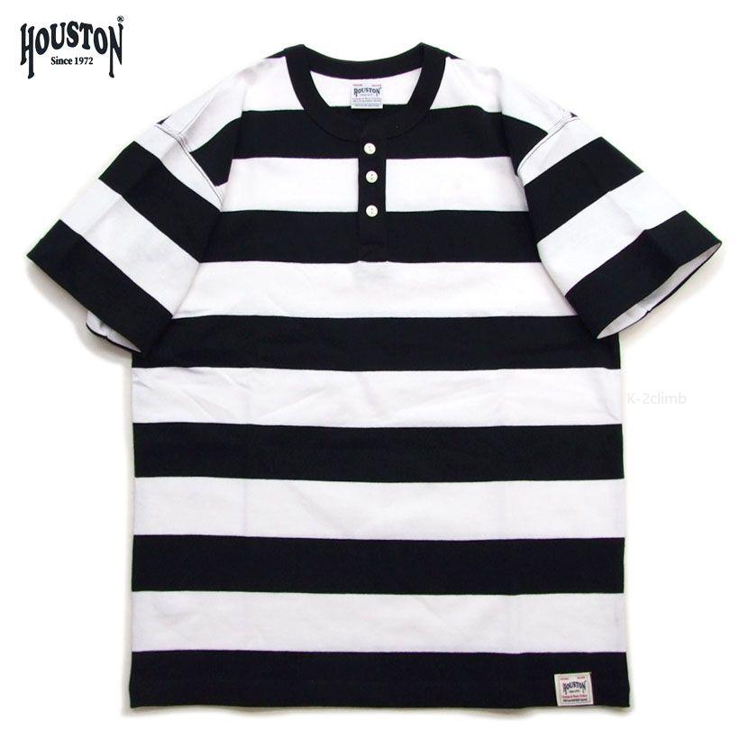 HOUSTON ボーダー Tシャツ 22273 ヘンリーネックTシャツ 半袖 BORDER H/N TEE　8オンス メンズ　ヘンリーネック 半t　ポイントアップ中 | 