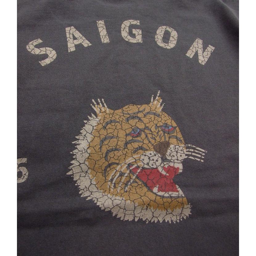 HOUSTON 半袖Tシャツ ピグメント ポケット クラックプリント 刺繍 半袖Tシャツ 22300 TIGER 7.6オンスのUSコットン　ポイントアップ中 |  | 09