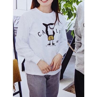 男女兼用 ロンt LUMBER 長袖Tシャツ 半パン姿のサメt 長袖 lumber