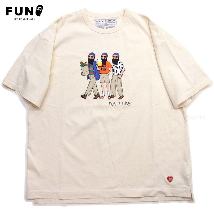 プリントt FUN 半袖Tシャツ オジサン3人柄 UP NECESSARY ピグメント染