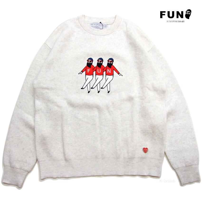 FUN ニット セーター おじさん3人 ファン 25057540 総刺繍 カジュアル