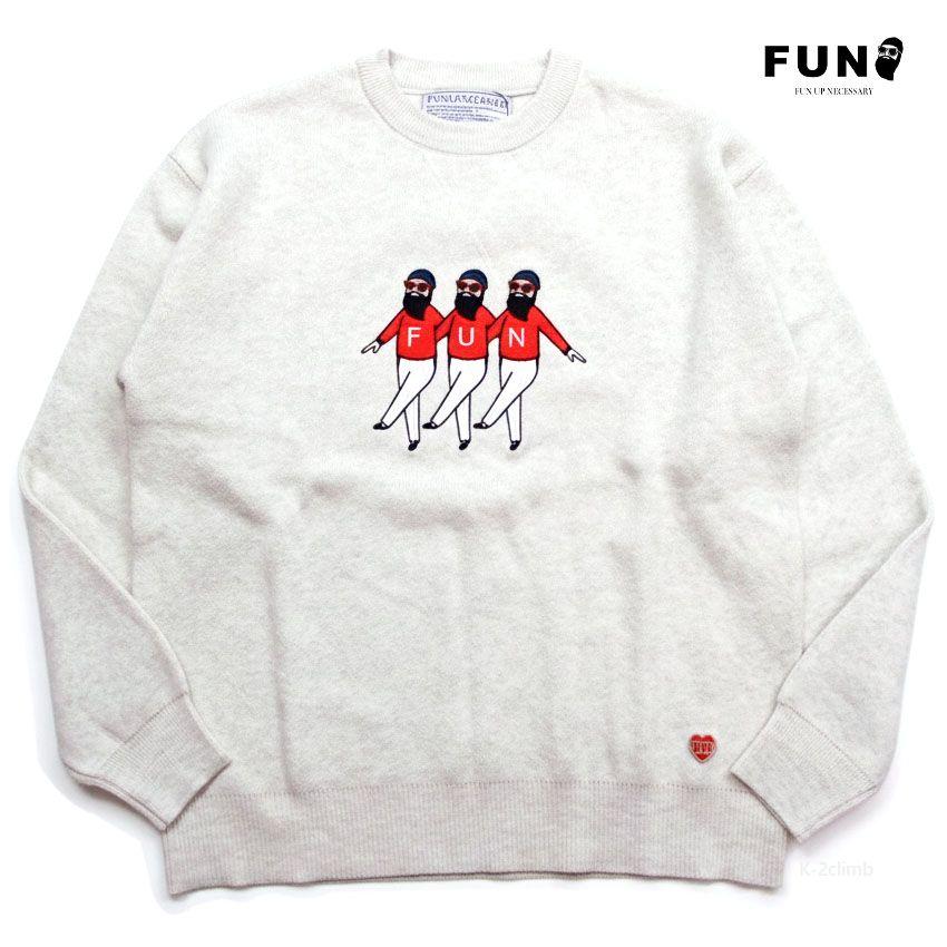 FUN ニット セーター おじさん3人 ファン 25057540 総刺繍 カジュアル
