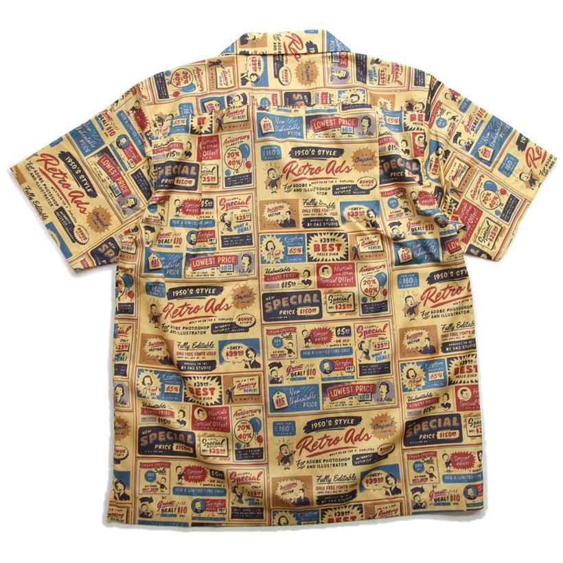 半袖 開襟シャツ  UNIVERD72  アロハシャツ  41018 メンズ 半袖シャツ ALOHA SHIRT サインボードが並ぶお洒落なデザイン |  | 02