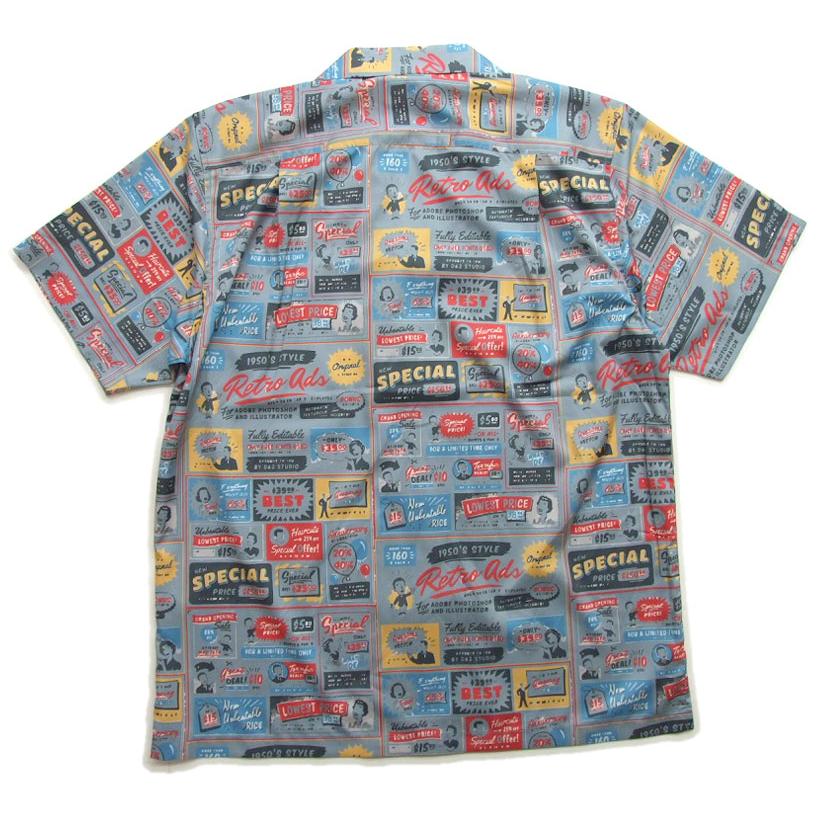 半袖 開襟シャツ  UNIVERD72  アロハシャツ  41018 メンズ 半袖シャツ ALOHA SHIRT サインボードが並ぶお洒落なデザイン |  | 11