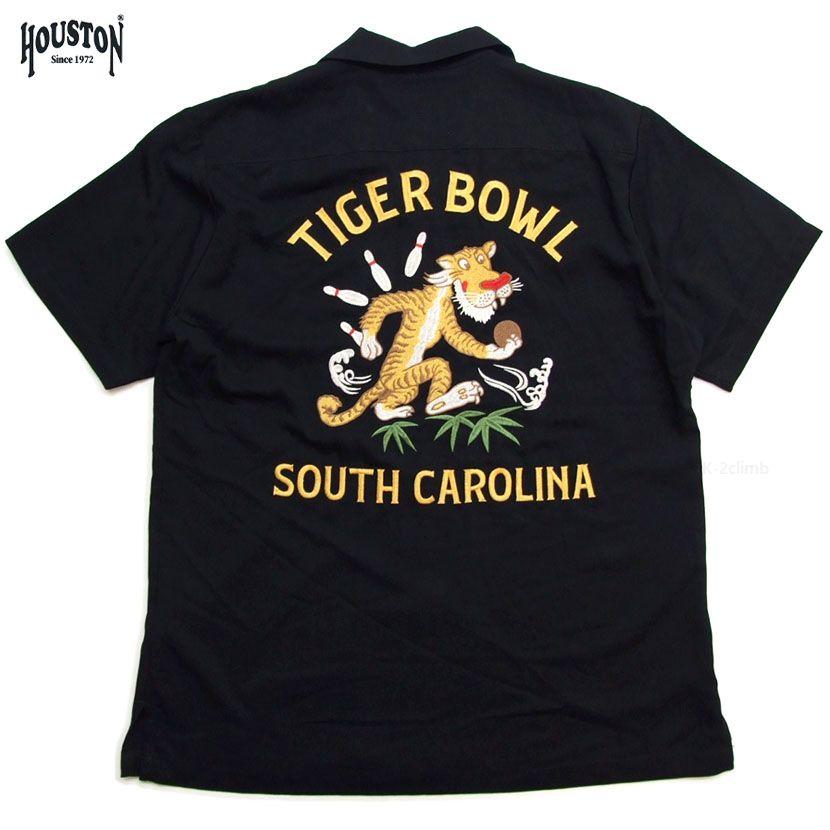 メンズ ボーリングシャツ HOUSTON 41224 パール調のボーリングピンボタンと高級感あるレーヨンの生地感 タイガーボウル 半袖シャツ |  | 04