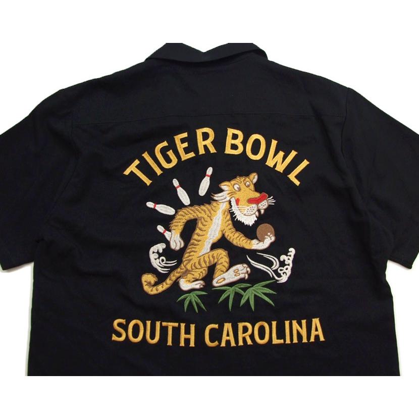 メンズ ボーリングシャツ HOUSTON 41224 パール調のボーリングピンボタンと高級感あるレーヨンの生地感 タイガーボウル 半袖シャツ |  | 11