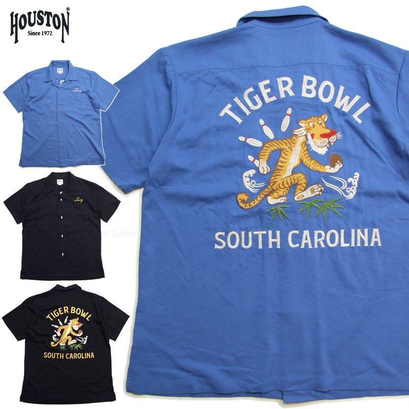メンズ ボーリングシャツ HOUSTON 41224 パール調のボーリングピンボタンと高級感あるレーヨンの生地感 タイガーボウル 半袖シャツ |  | 16