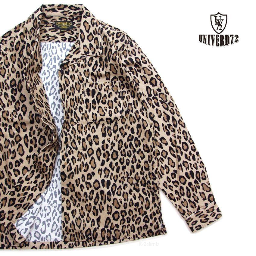 コーデュロイシャツ ヒョウ柄 UNIVERD72 レオパード メンズ長袖シャツ