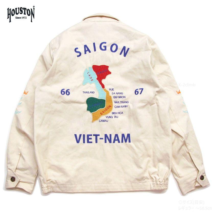HOUSTON ベトナムジャケット XL　ベトジャン　刺繍　マップ　虎 HOUSTON ベトジャン マップ柄 総刺繍 51351 ベトナムジャケット 虎 福