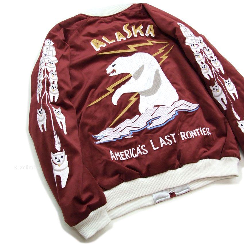 スカジャン 別珍 ベロア アラスカ柄 白熊 HOUSTON ヒューストン M スカジャン 別珍 ベロア アラスカ柄 白熊 HOUSTON ヒューストン M