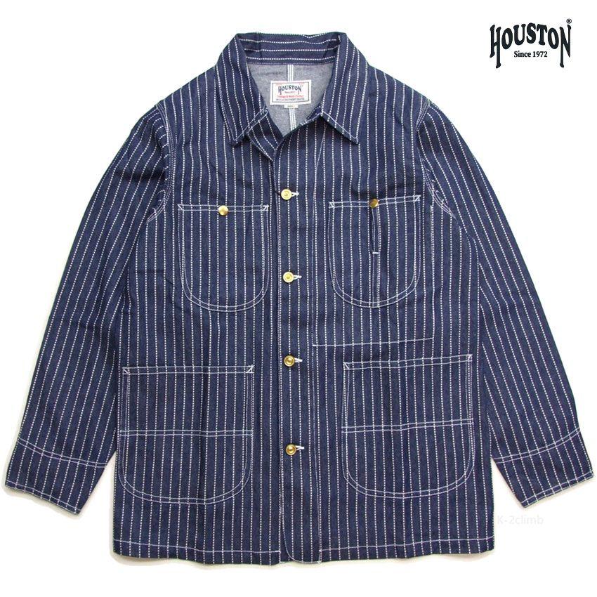 Houston ヒューストン ストライプ カバーオール デニム ジャケット HOUSTON ヒューストン ウォバッシュ ストライプ デニム レイル